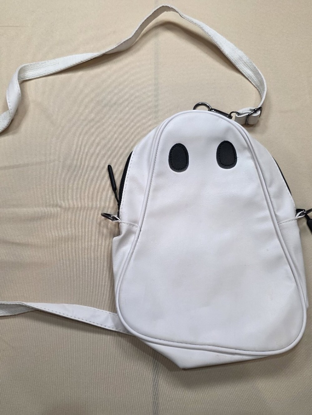 White Ghost Crossbody Sling Bag Spooky Halloween Mini Backpack Purse